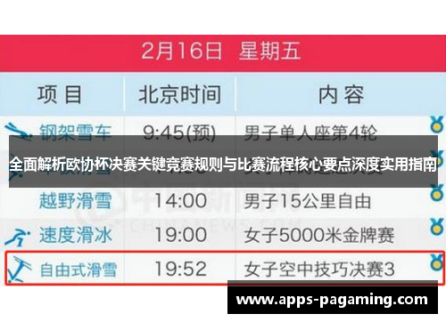 全面解析欧协杯决赛关键竞赛规则与比赛流程核心要点深度实用指南